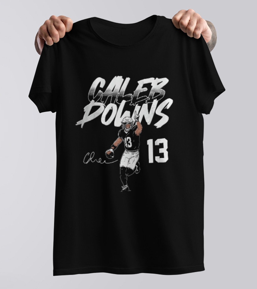 Caleb Downs 13 NCAA Football Player Signature Pointing Finger Vector T-Shirt
