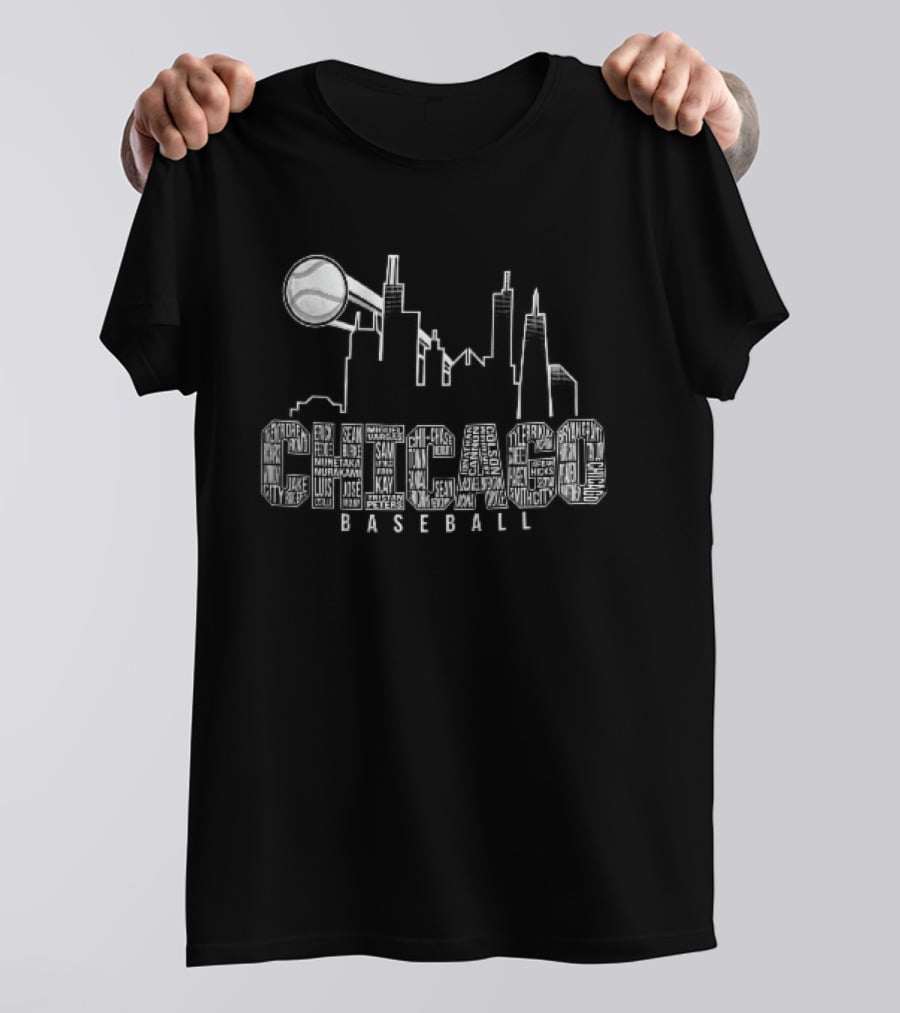 Chicago Skyline Baseball Windy City Searchlight T-Shirt