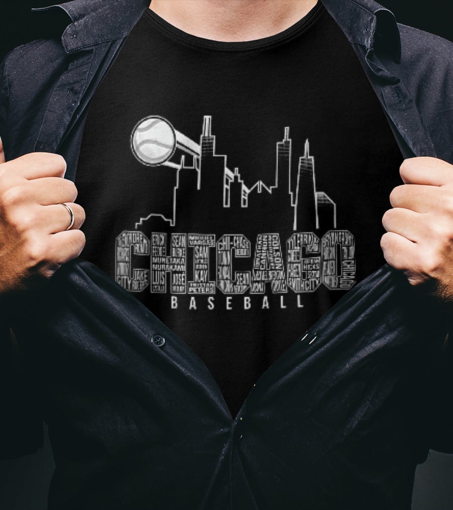 Chicago Skyline Baseball Windy City Searchlight T-Shirt
