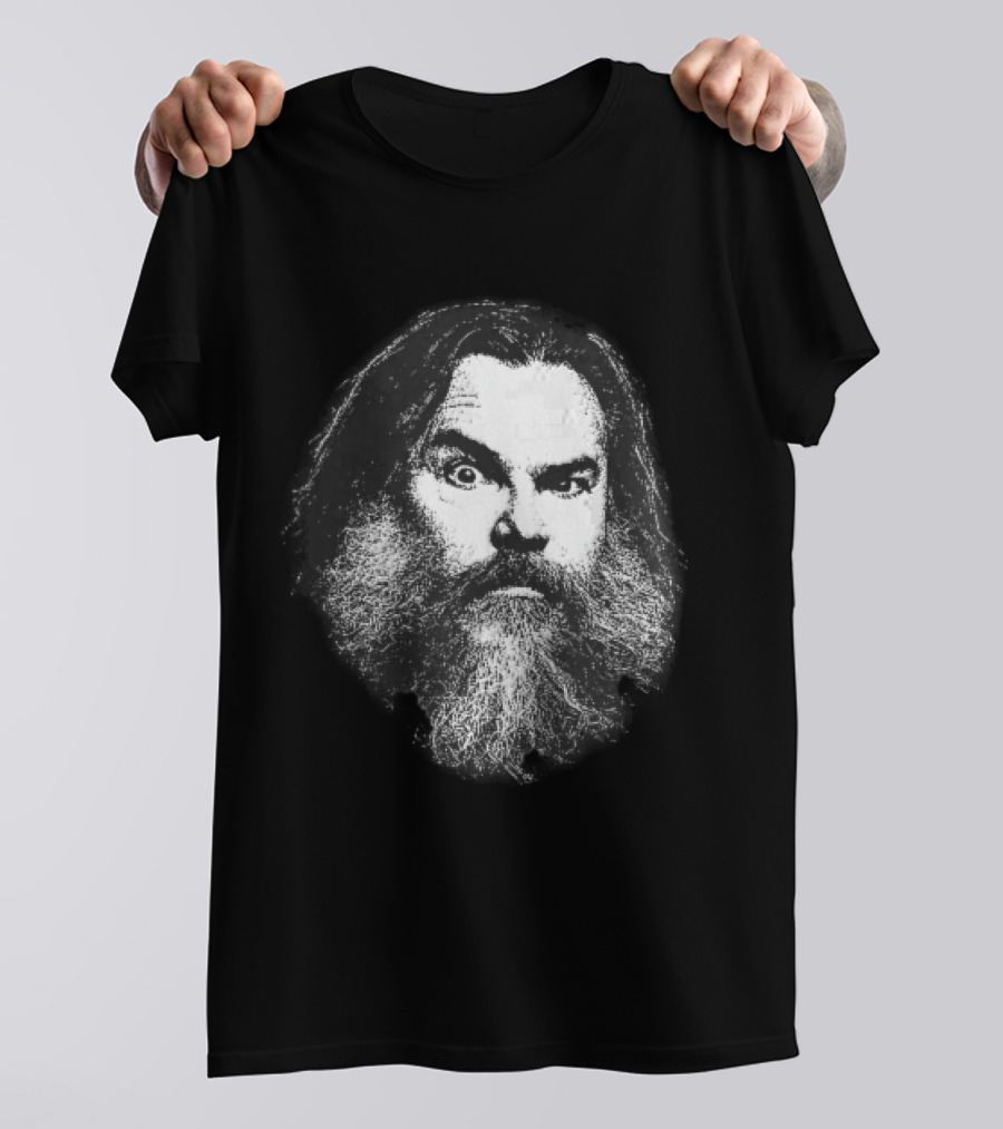 Jack Black High Contrast Monochromatic Stencil Beard Wide Eye Expression T-Shirt