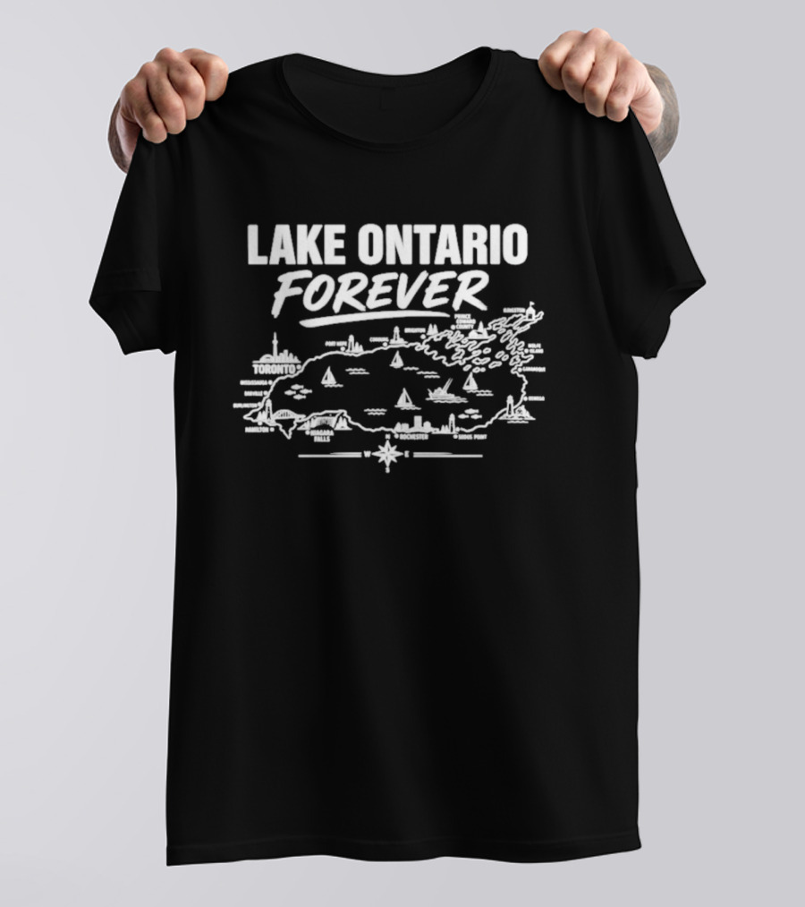 Lake Ontario Forever Map Sailboats 2026 T-Shirt