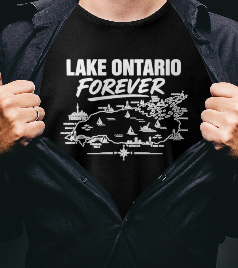 Lake Ontario Forever Map Sailboats 2026 T-Shirt