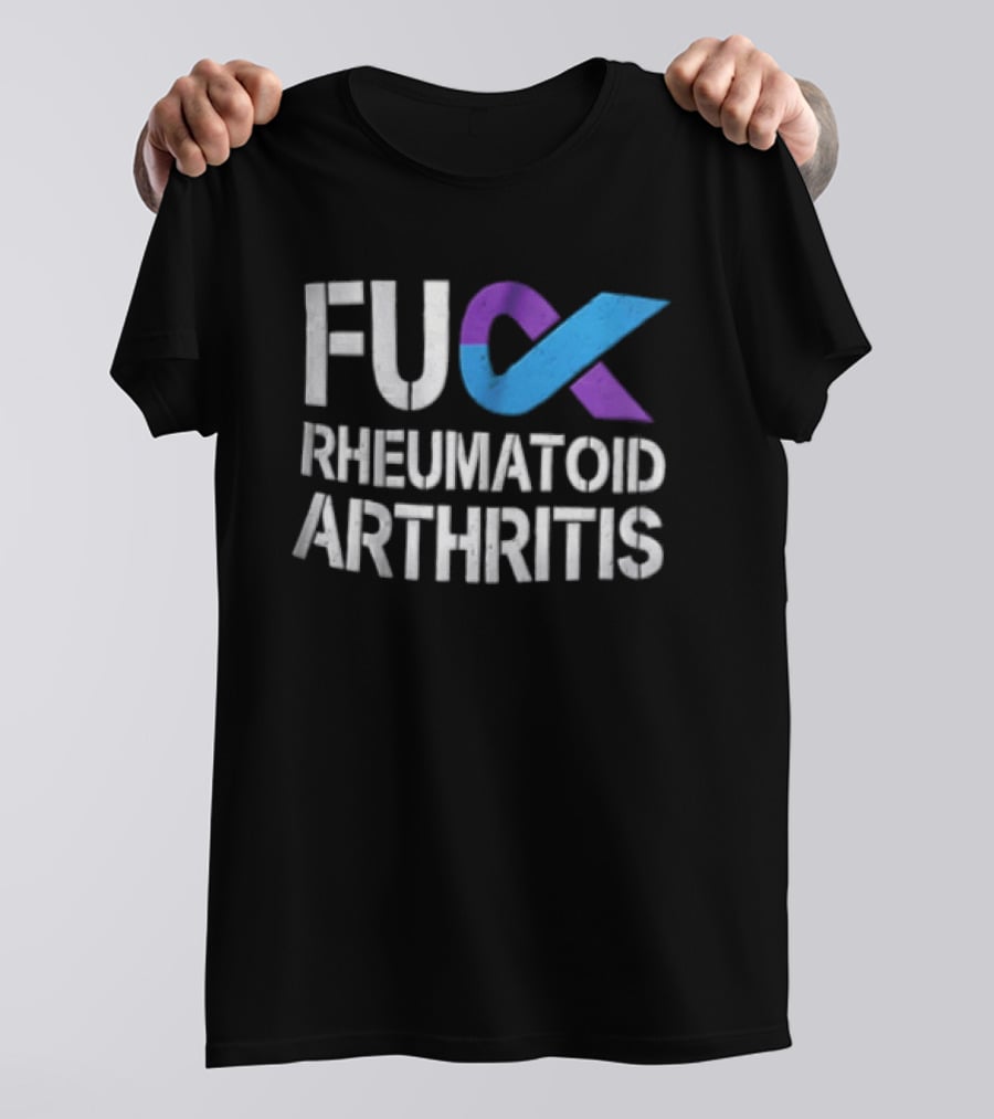 Fuck Rheumatoid Arthritis Purple Blue Awareness Ribbon T-Shirt