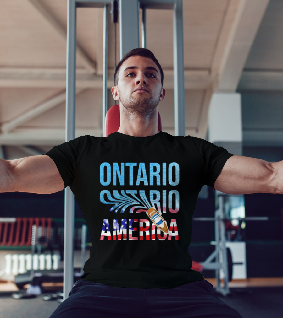 Lake Ontario To America Boat Journey With American Flag T-Shirt
