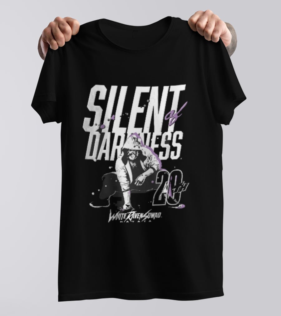 Silent Of Darkness White Raven 20th Masked Hooded Wrestler Halftone T-Shirt