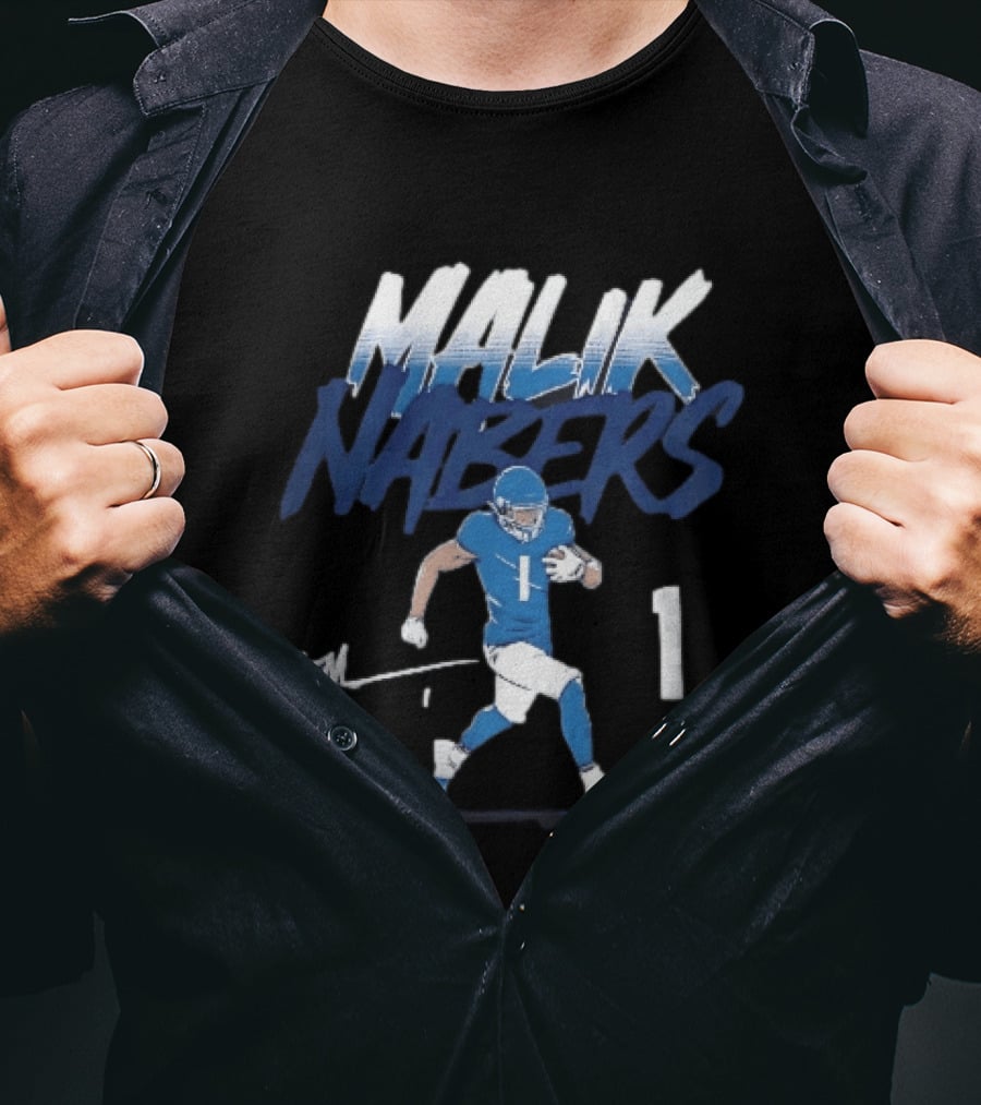 Malik Nabers Blue Jersey Number 1 Football Player T-Shirt