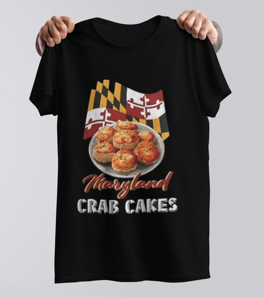 Maryland Crab Cakes Plate With State Flag T-Shirt