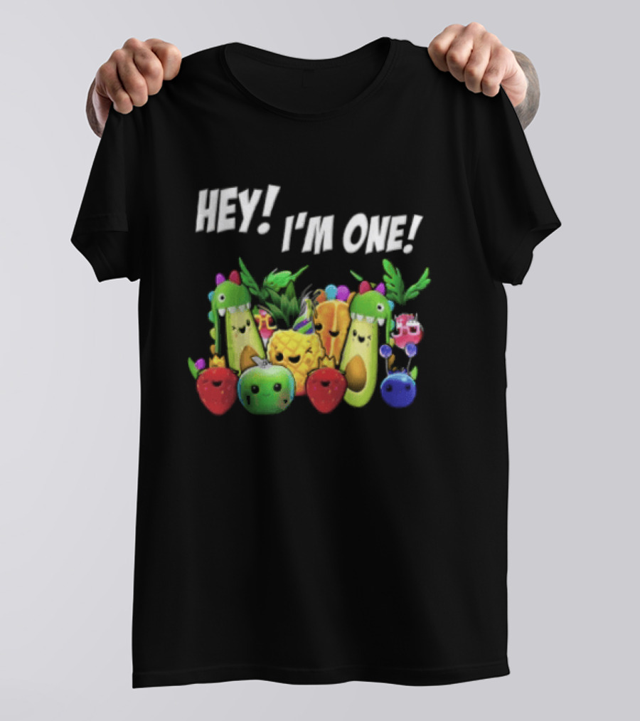 Hey Im One Birthday Cartoon Avocado Pineapple Fruits T-Shirt
