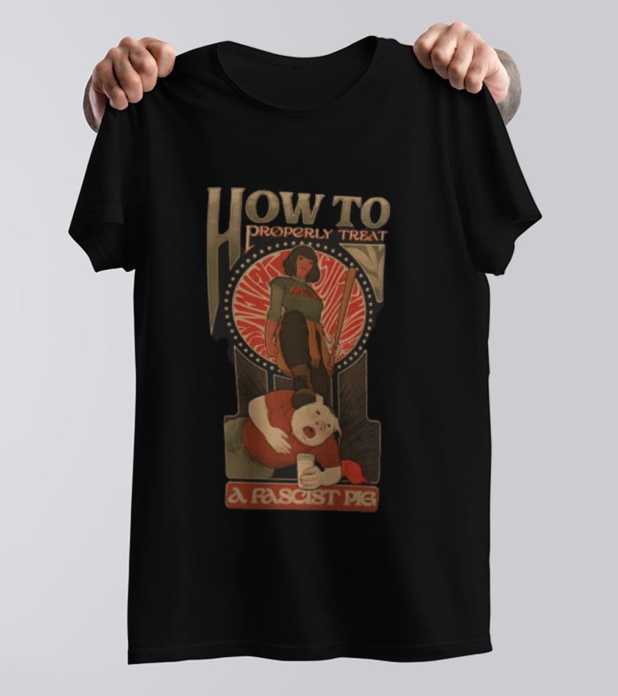 How To Properly Treat A Fascist Pig Antifa Baseball Bat Red Cap T-Shirt