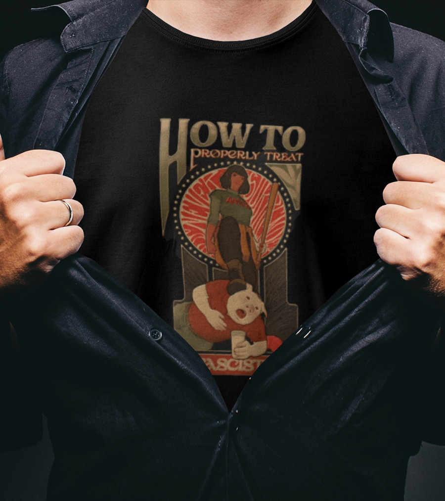 How To Properly Treat A Fascist Pig Antifa Baseball Bat Red Cap T-Shirt