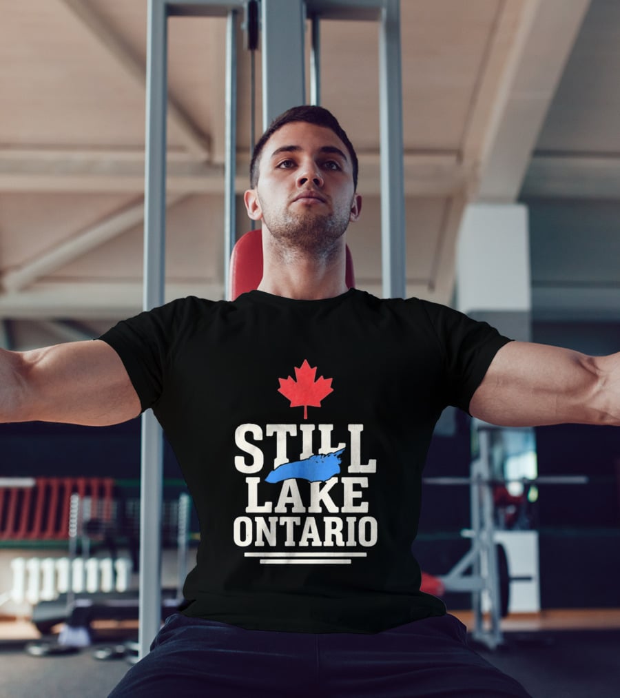 Still Lake Ontario Canada Map 2026 Red Maple Leaf T-Shirt