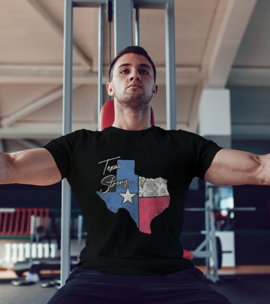 Texas Strong Lone Star Map Paisley Bandana Distressed T-Shirt
