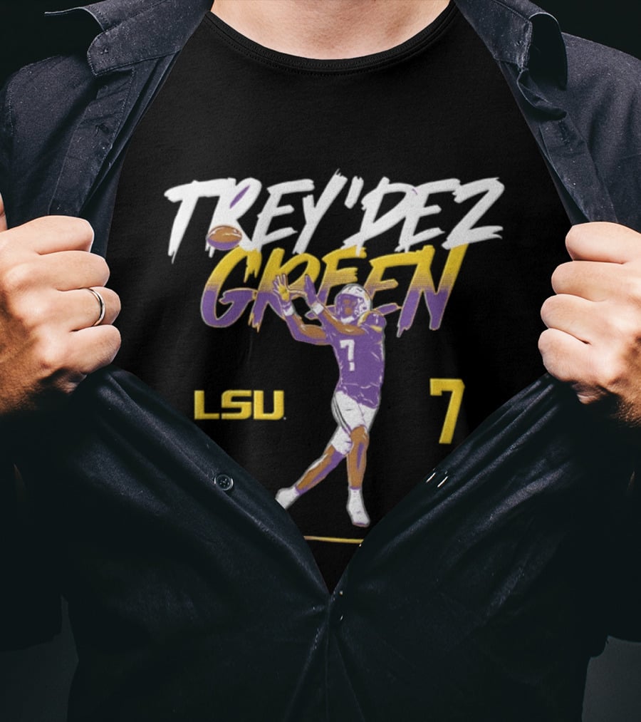 Trey'Dez Green No 7 LSU Tigers Football Catching Action T-Shirt