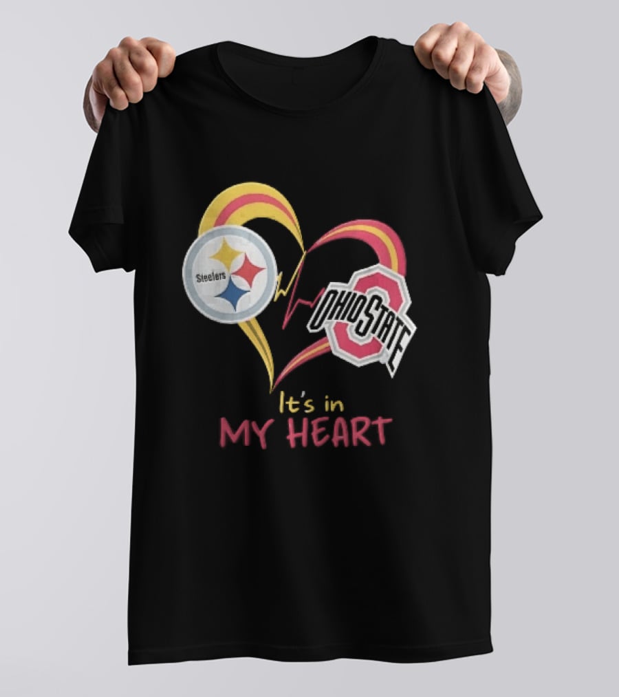 Pittsburgh Steelers Ohio State Buckeyes It's In My Heart EKG Pulse Line T-Shirt