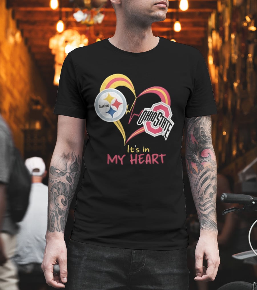Pittsburgh Steelers Ohio State Buckeyes It's In My Heart EKG Pulse Line T-Shirt