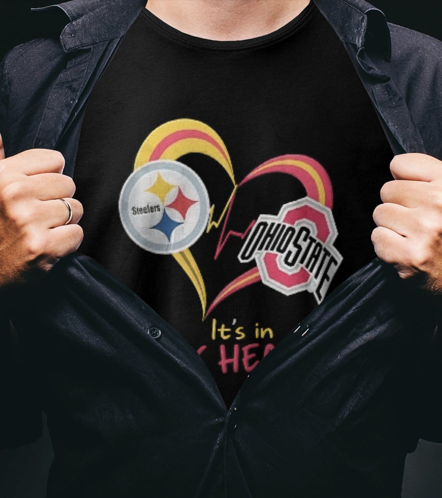 Pittsburgh Steelers Ohio State Buckeyes It's In My Heart EKG Pulse Line T-Shirt