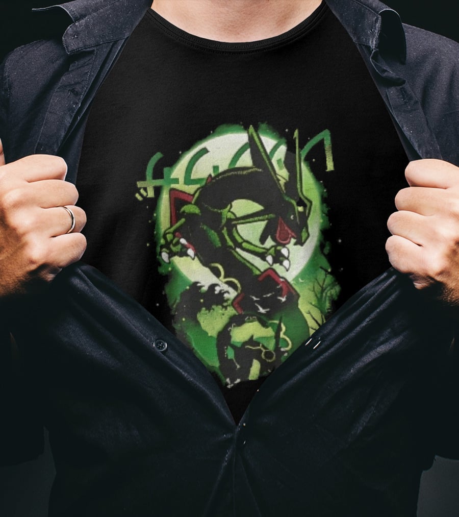 Rayquaza Umbreon Full Moon Forest Green Glow Pokemon T-Shirt