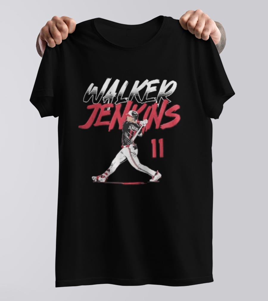 Walker Jenkins 11 Minnesota Twins MLB Baseball Batter Swinging Bat Brush T-Shirt