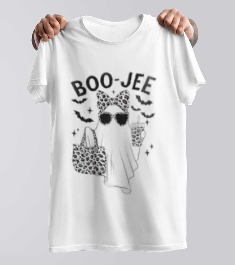 Boo Jee Halloween Ghost Leopard Bow Bag And Glasses T-Shirt