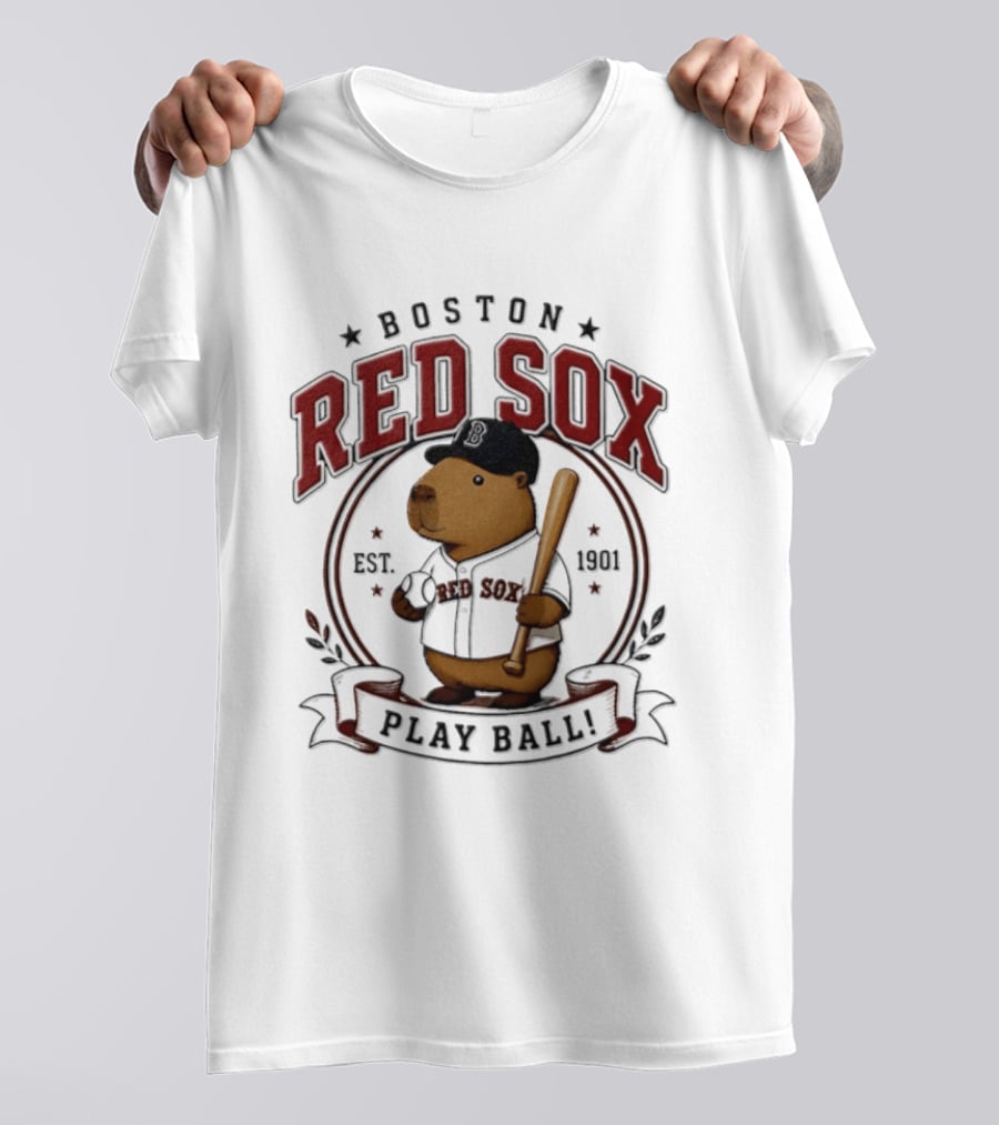 Boston Red Sox Capybara Play Ball Est 1901 Baseball MLB T-Shirt