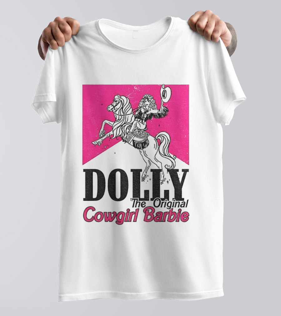 Dolly The Original Cowgirl Barbie Pink Riding Horse T-Shirt