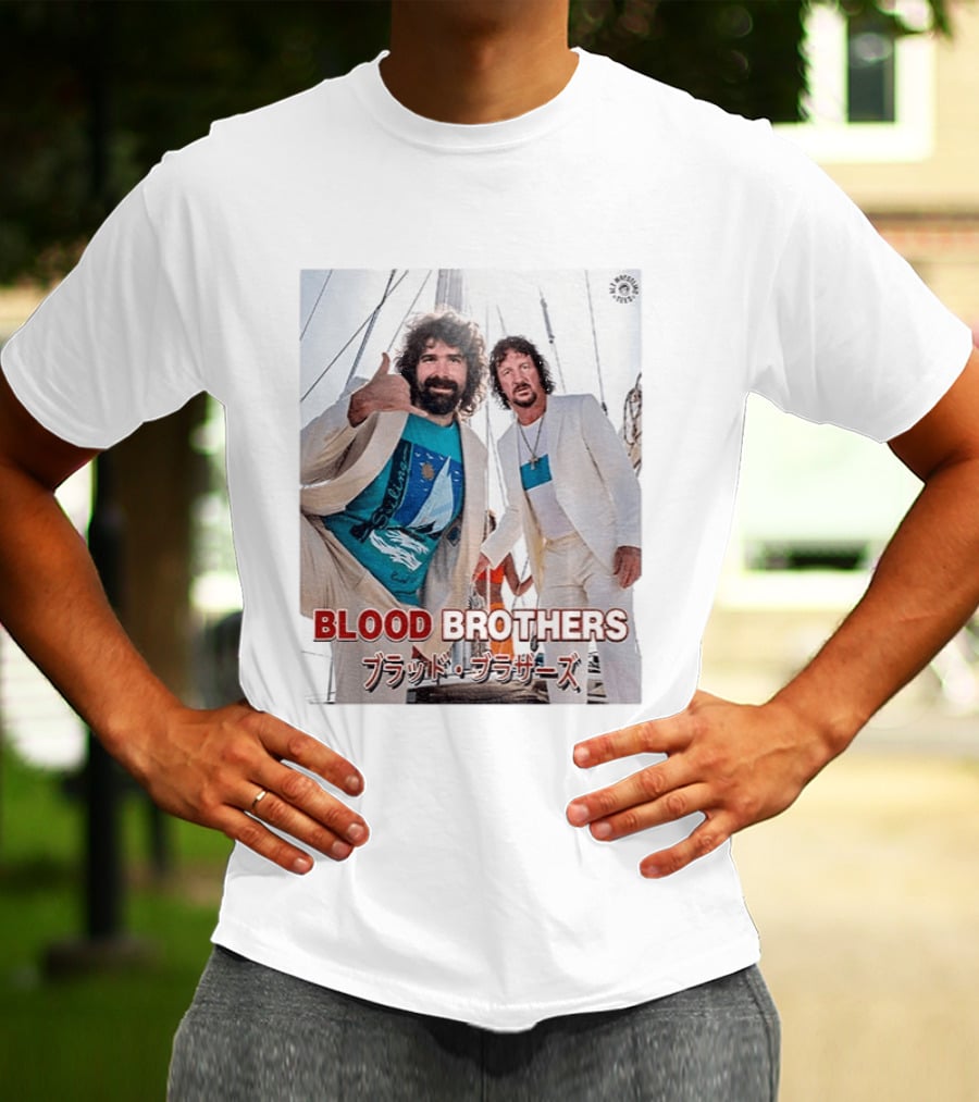 Blood Brothers Mick Foley Terry Funk Sailboat 80s Style Japanese T-Shirt