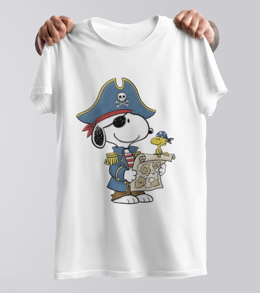 Snoopy Pirate Adventure With Treasure Map And Woodstock T-Shirt