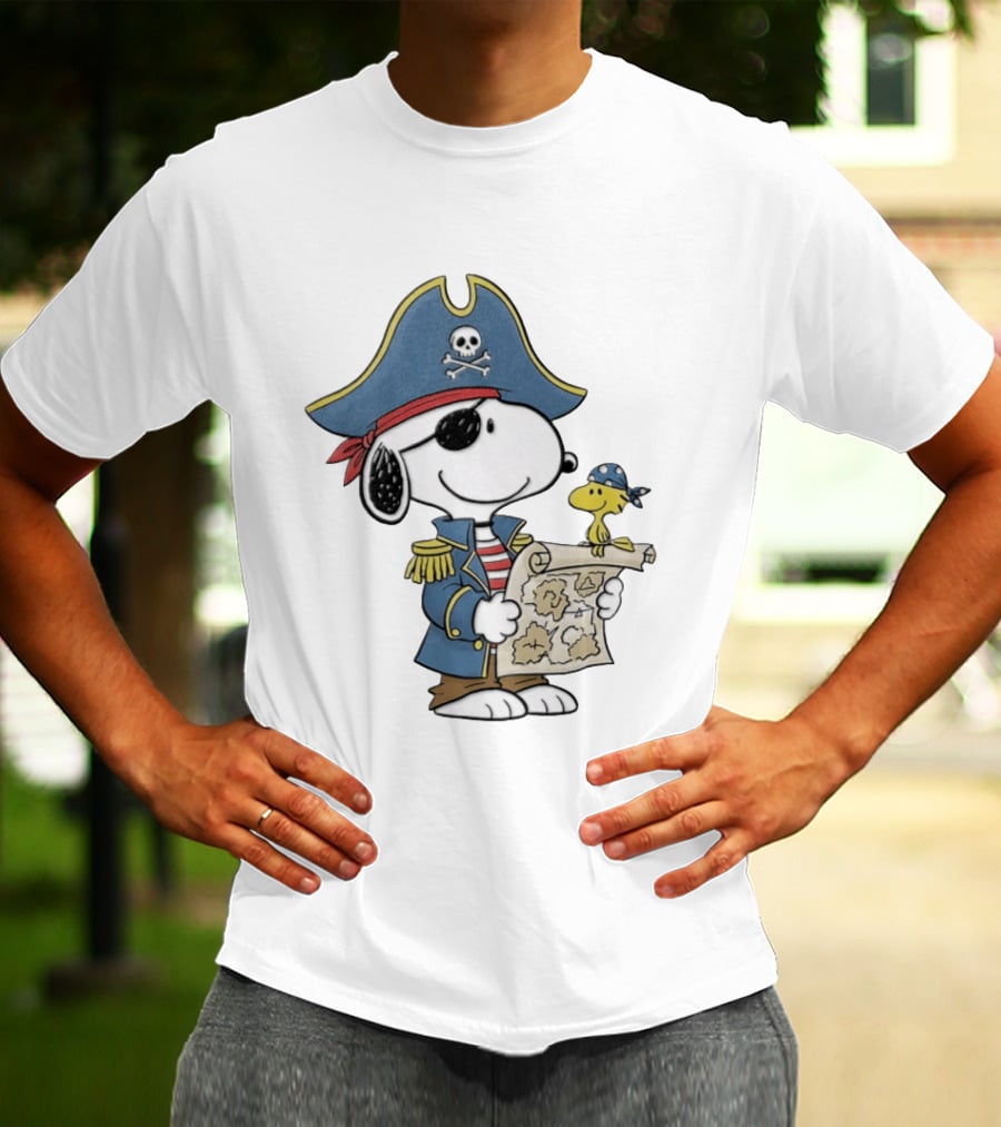 Snoopy Pirate Adventure With Treasure Map And Woodstock T-Shirt