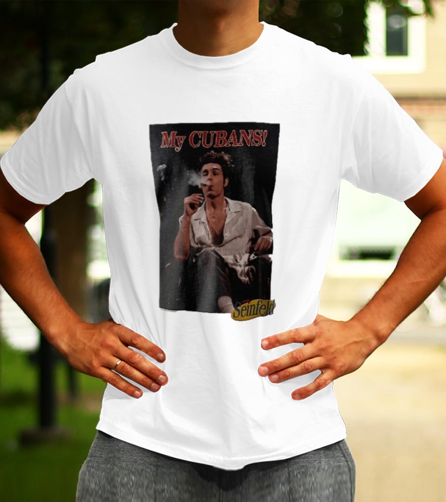 Seinfeld My Cubans Cosmo Kramer Smoking Cigar In Leather Chair T-Shirt