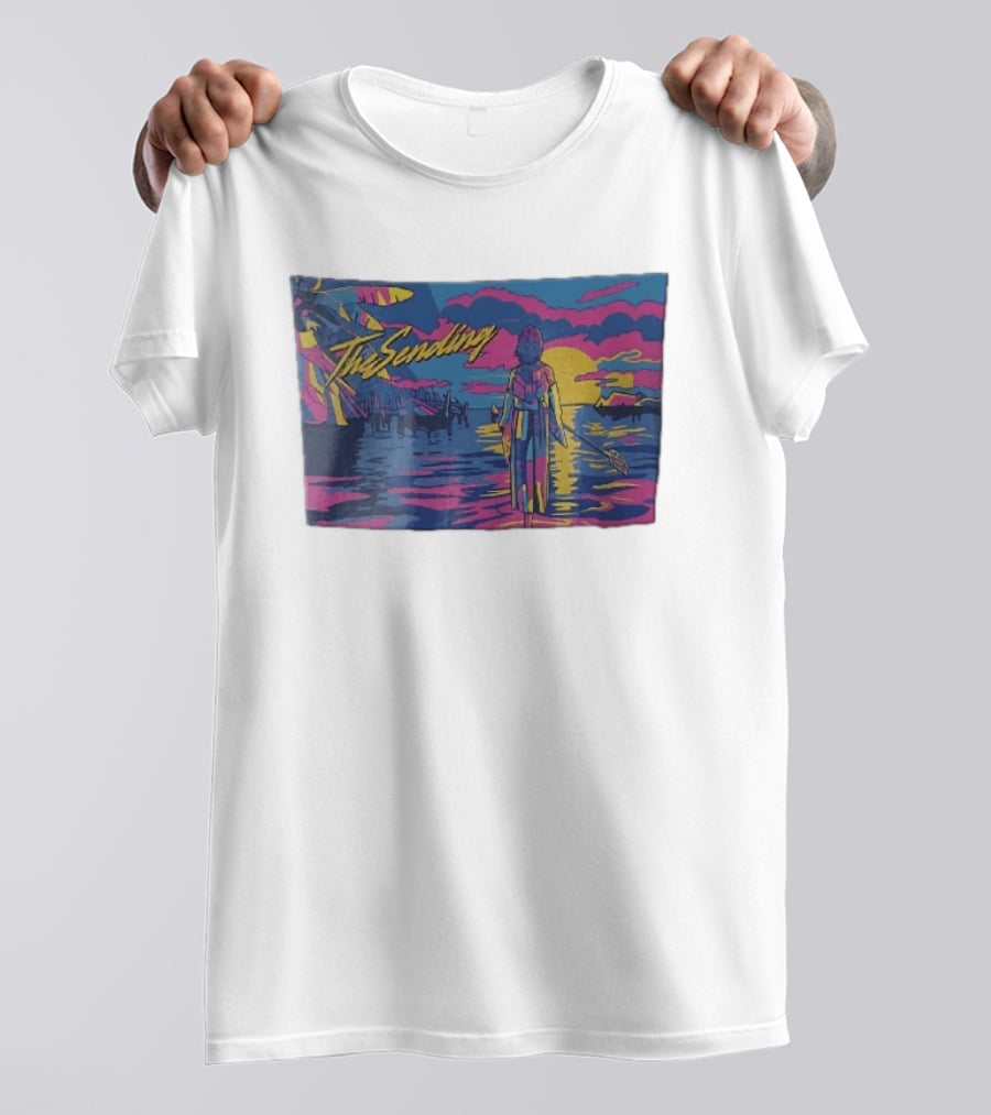 The Sending Yuna Final Fantasy X Synthwave Neon Sunset Ocean Scene T-Shirt