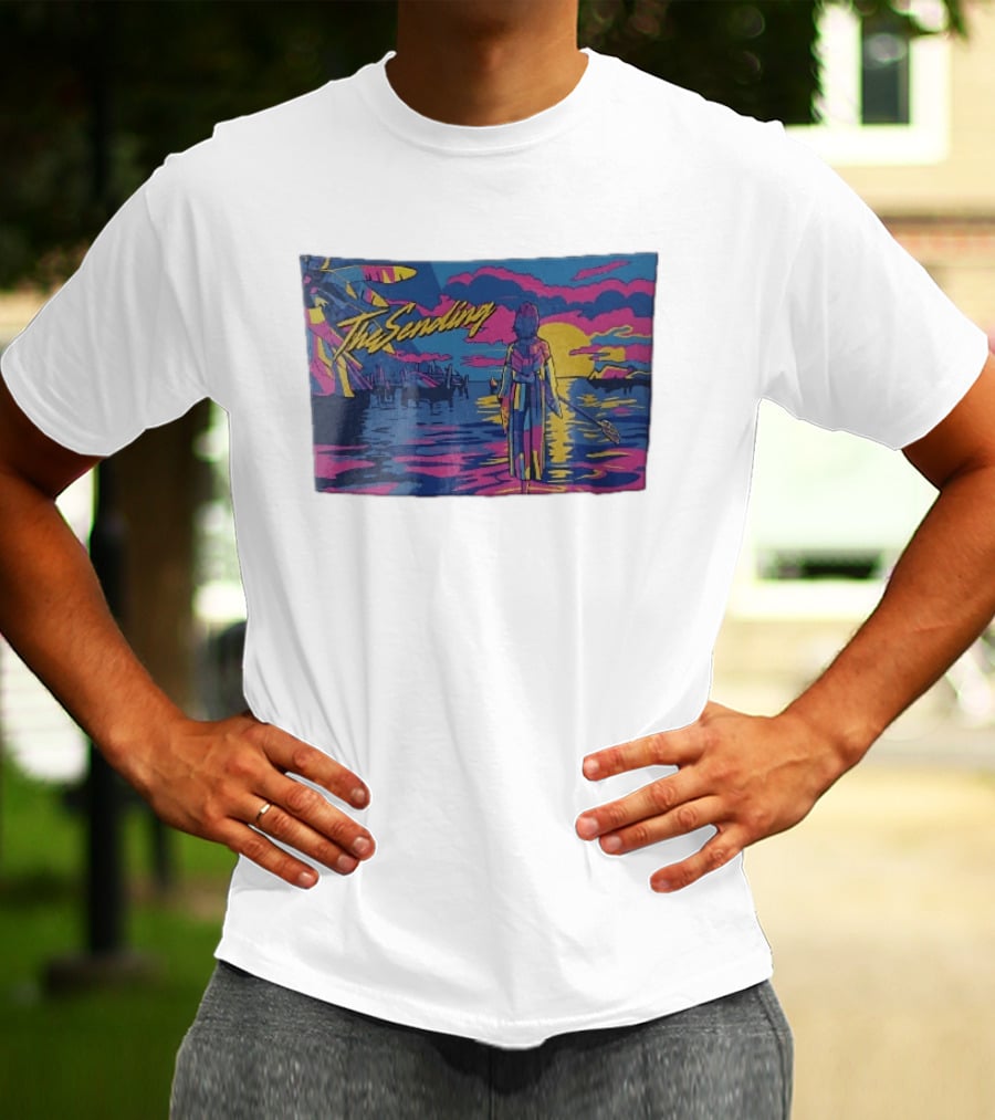 The Sending Yuna Final Fantasy X Synthwave Neon Sunset Ocean Scene T-Shirt