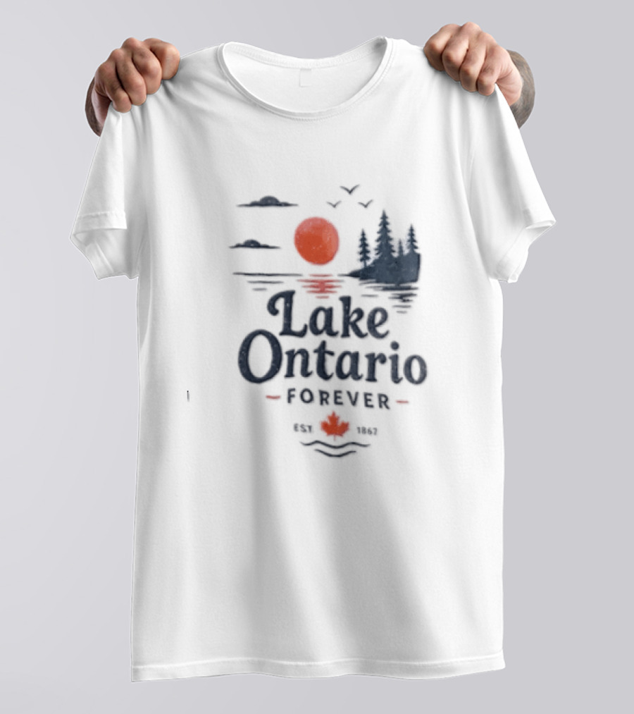 Lake Ontario Forever Est 1615 Sunset Pines Water Landscape T-Shirt