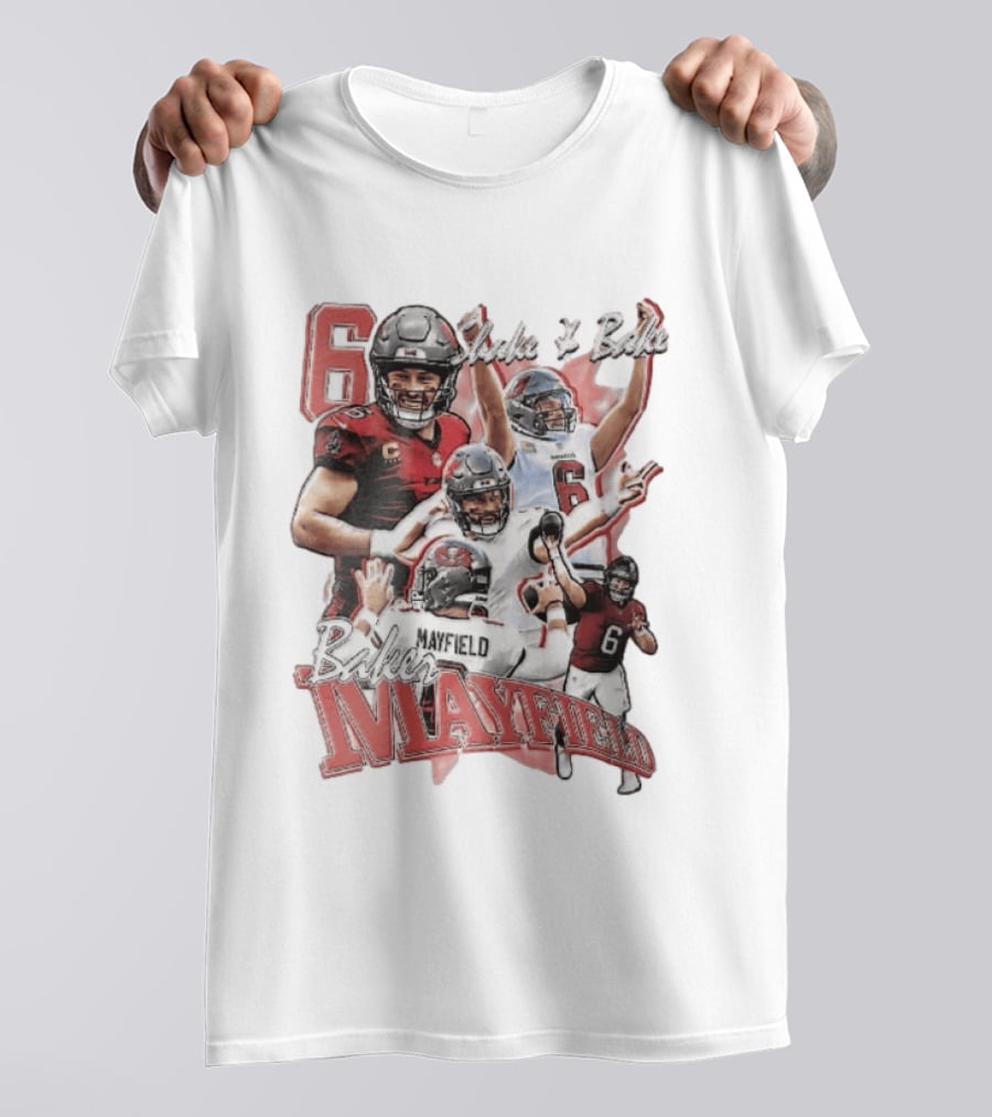 Baker Mayfield Shake And Bake Tampa Bay Buccaneers Action Collage T-Shirt