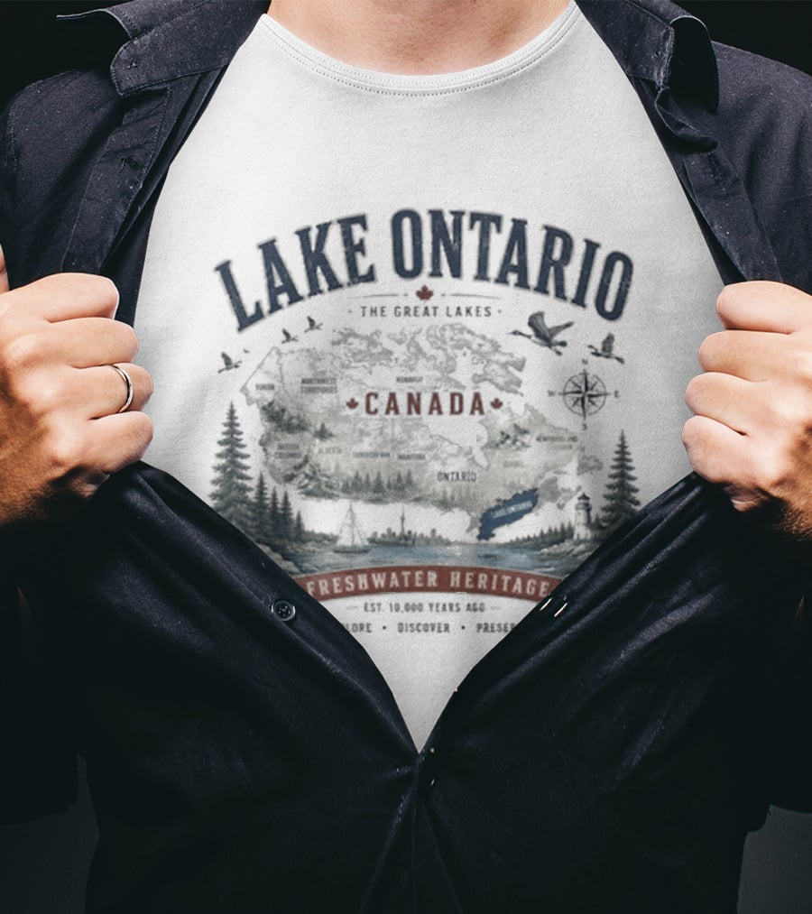 Lake Ontario Canada Freshwater Heritage Great Lakes Exploration T-Shirt