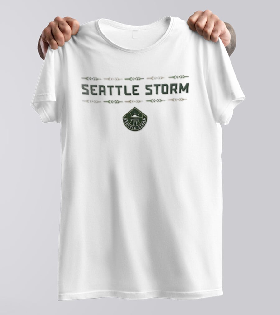 Seattle Storm WNBA Decorative Geometric Border Crest T-Shirt