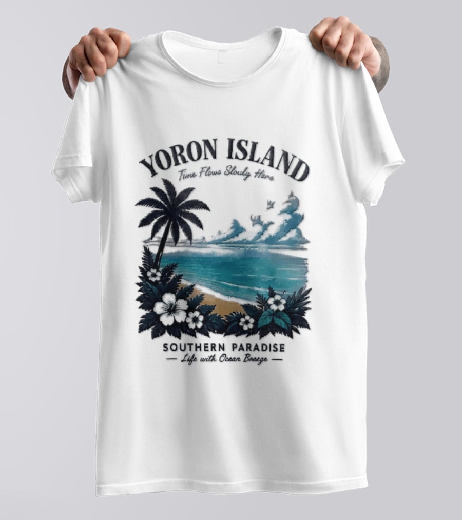 Yoron Island Southern Paradise Ocean Breeze Palm Tree Beach Hibiscus T-Shirt
