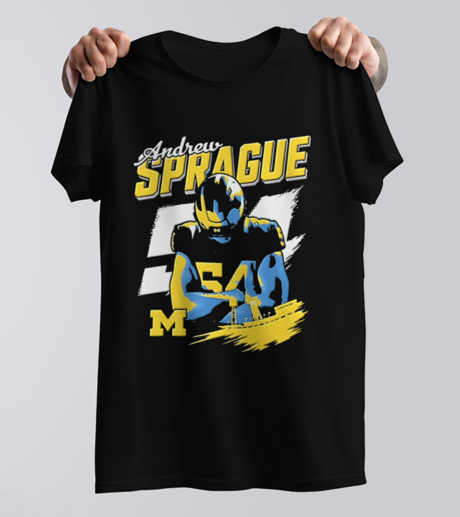 Andrew Sprague No 54 Michigan Wolverines Football M Helmet T-Shirt