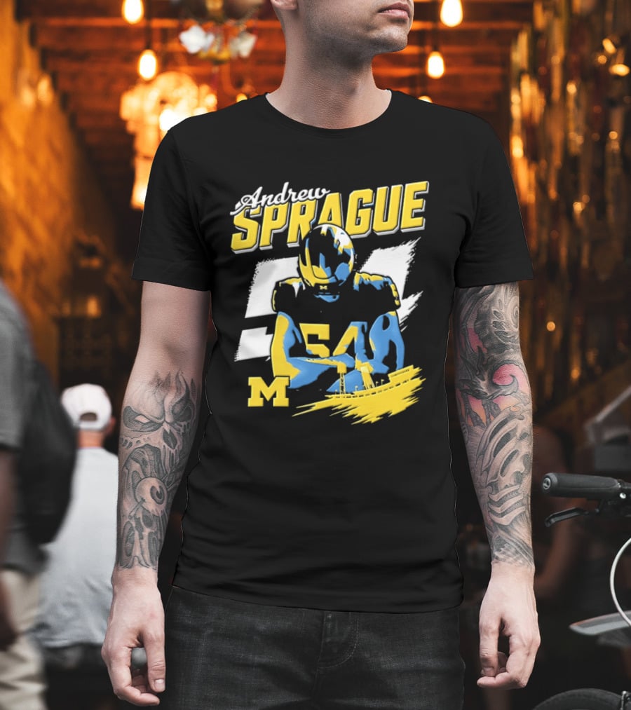 Andrew Sprague No 54 Michigan Wolverines Football M Helmet T-Shirt