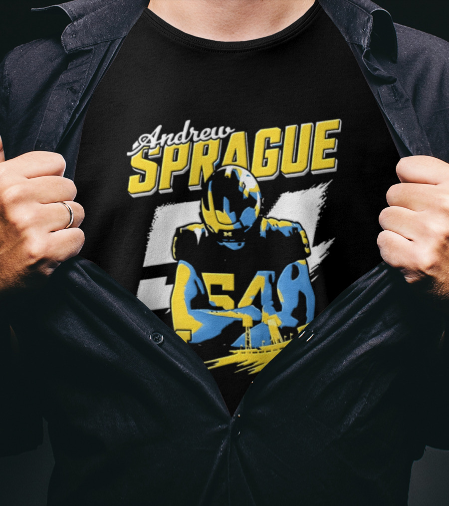 Andrew Sprague No 54 Michigan Wolverines Football M Helmet T-Shirt