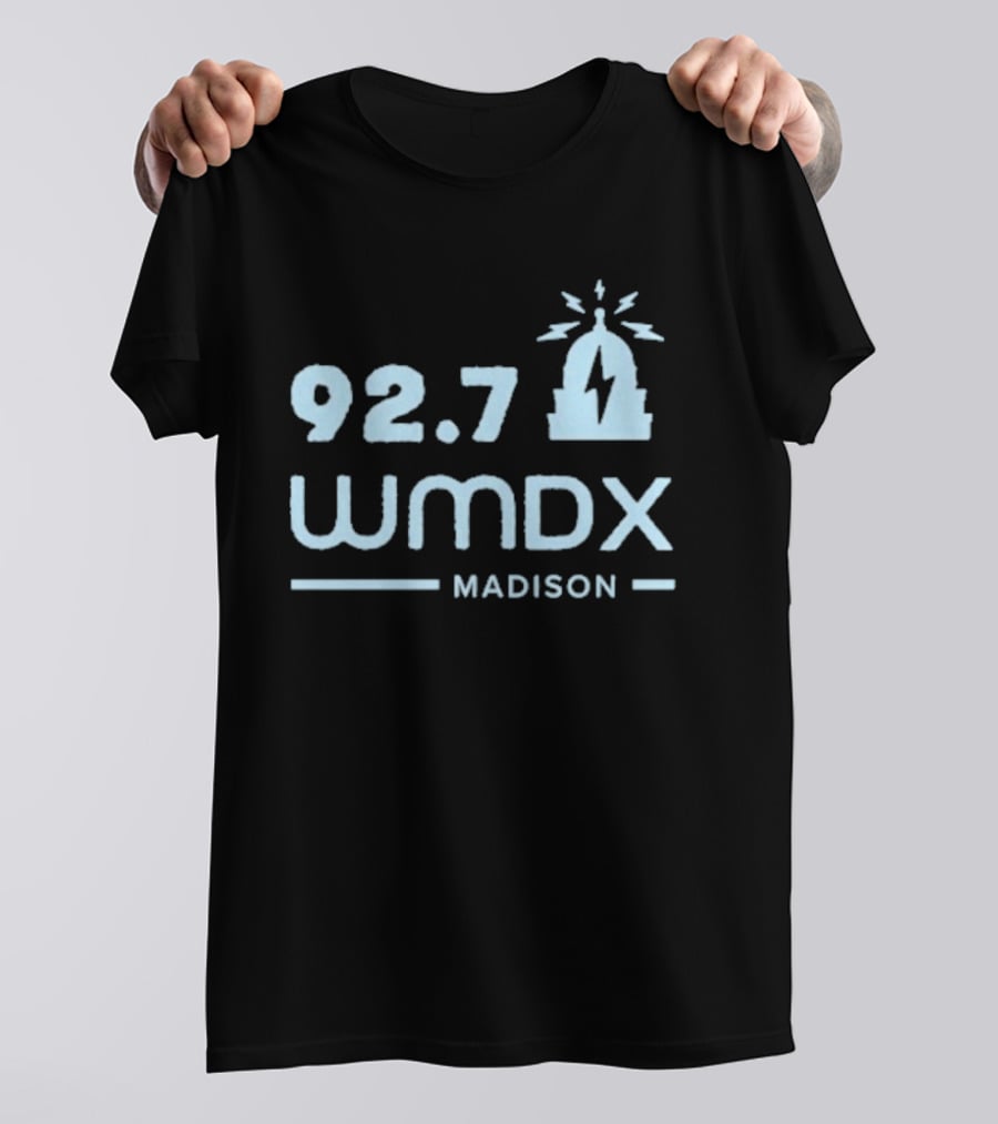 92.7 WMDX Madison Radio Station Civic Media Capitol Dome Lightning T-Shirt