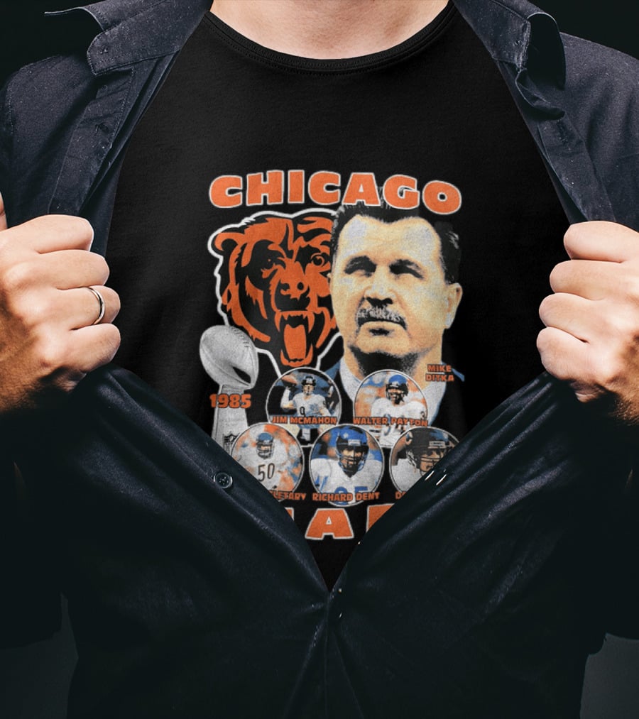 Chicago Bears 1985 Mike Ditka Jim McMahon Walter Payton Mike Singletary Richard Dent Dan Hampton T-Shirt