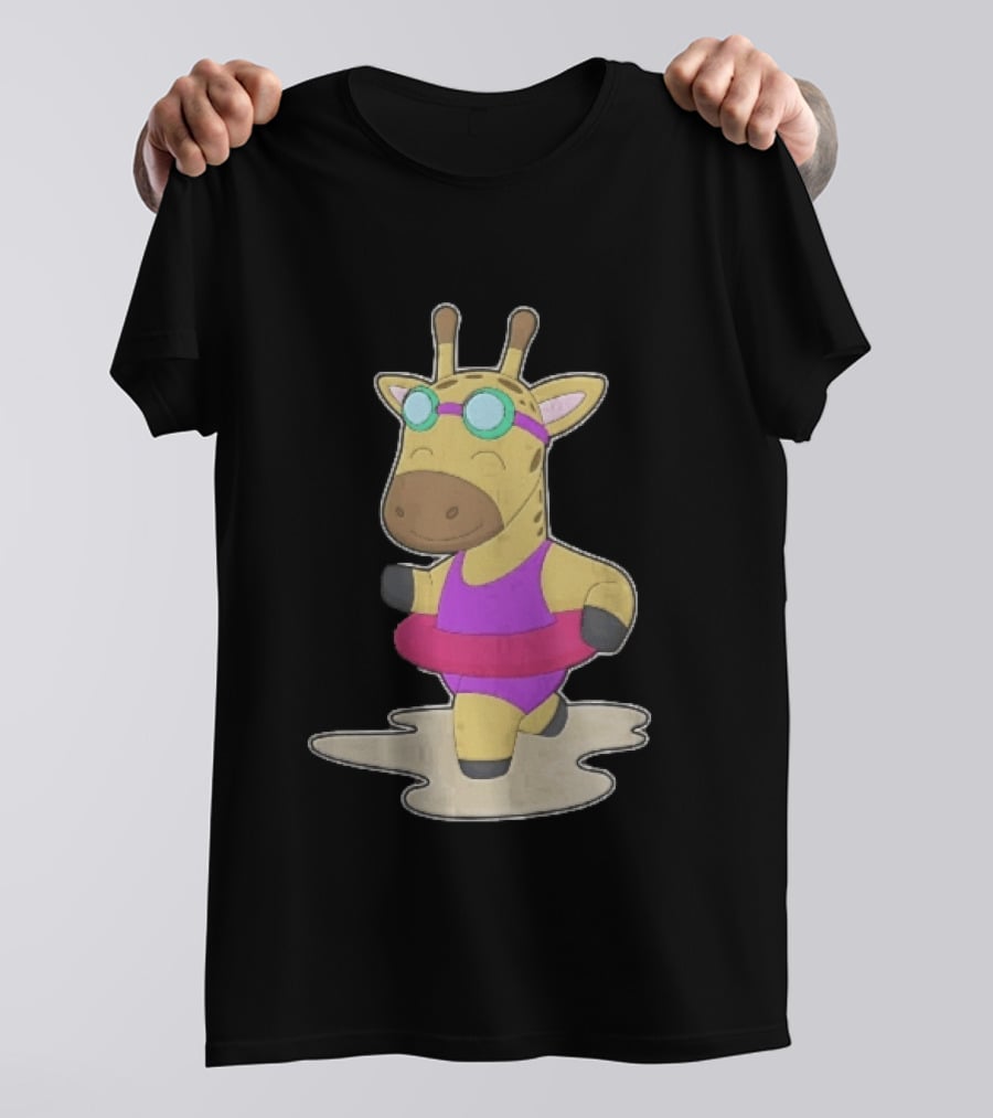 Giraffe Wearing Pink Swimsuit And Goggles With Inflatable Float Summer Fun T-Shirt