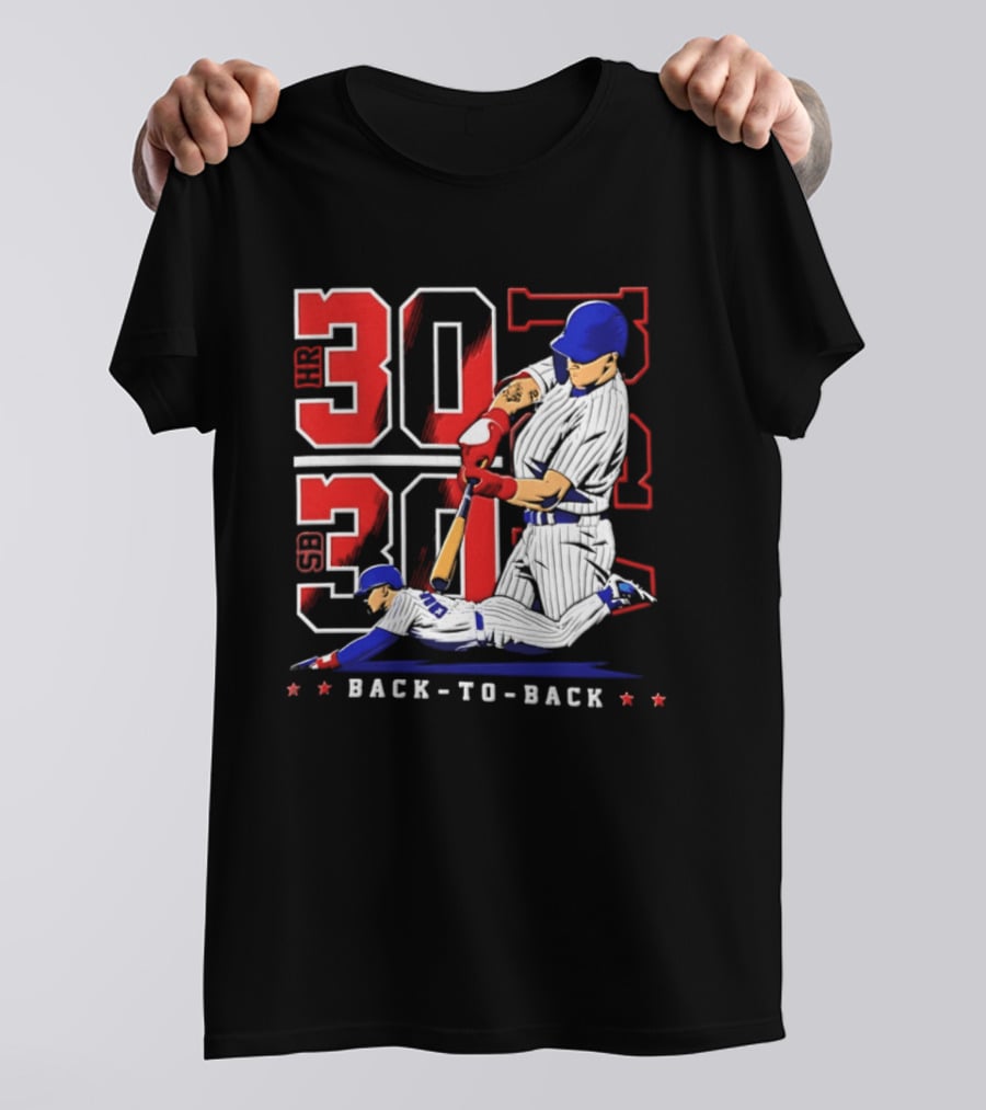 Pete Crow Armstrong Chicago Cubs Back To Back HR SB 30 30 Club Baseball T-Shirt