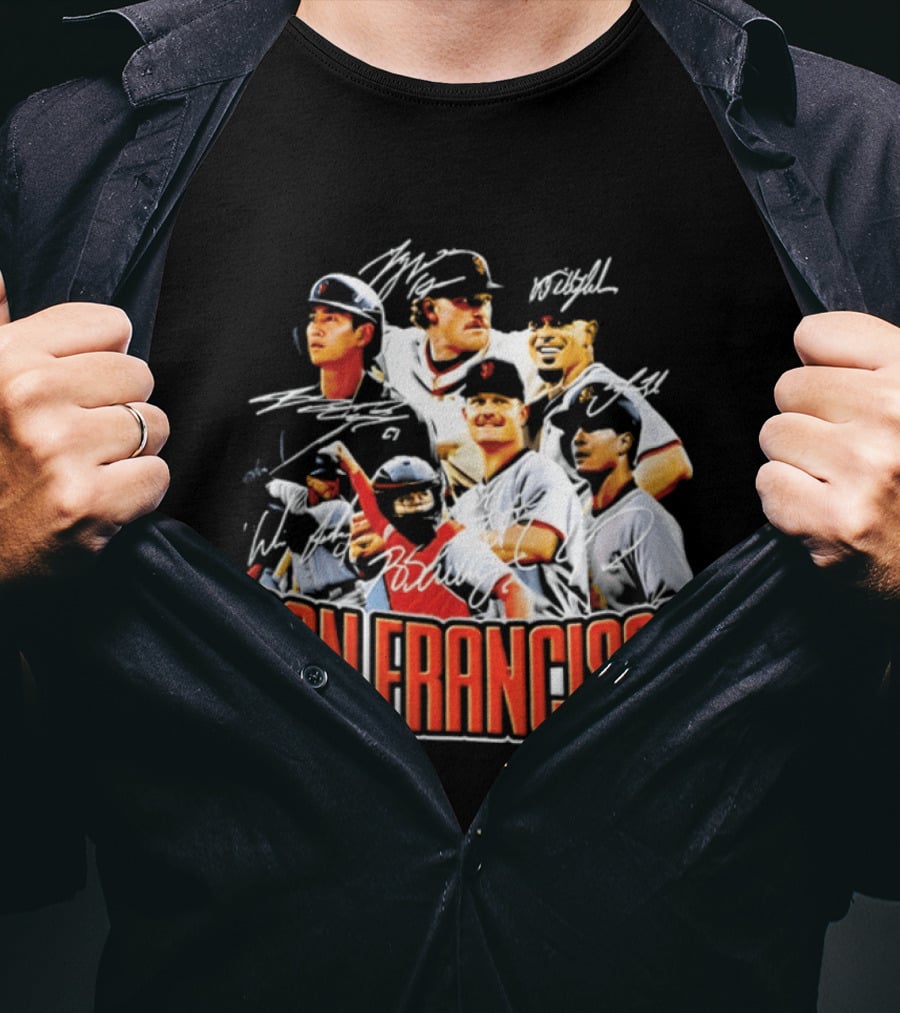San Francisco Patrick Bailey Jung Hoo Lee Players Collage With Facsimile Signatures T-Shirt