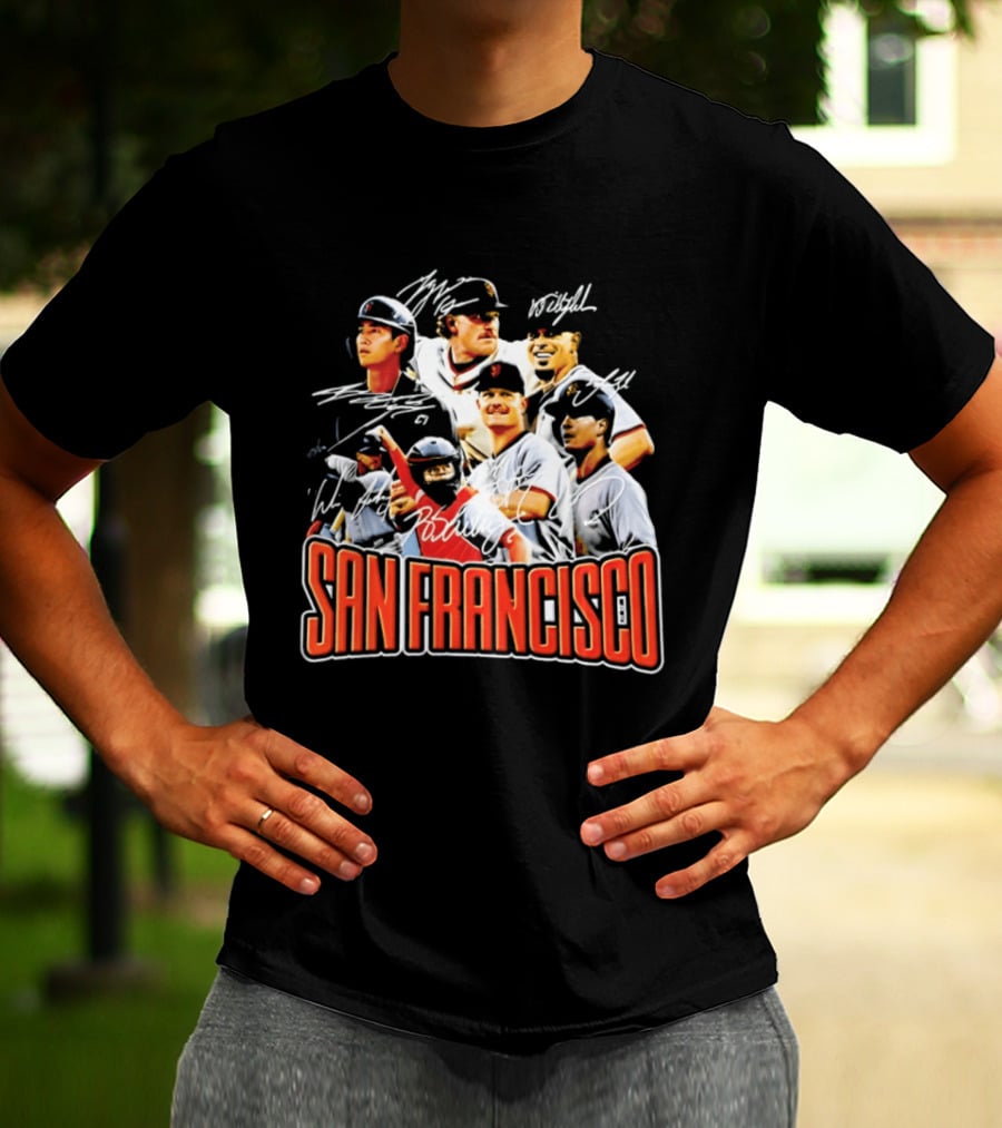 San Francisco Patrick Bailey Jung Hoo Lee Players Collage With Facsimile Signatures T-Shirt