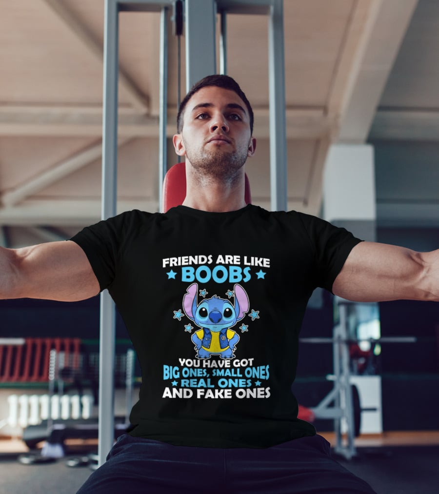 Friends Are Like Boobs You Have Got Big Ones Small Ones Real Ones And Fake Ones Stitch T-Shirt