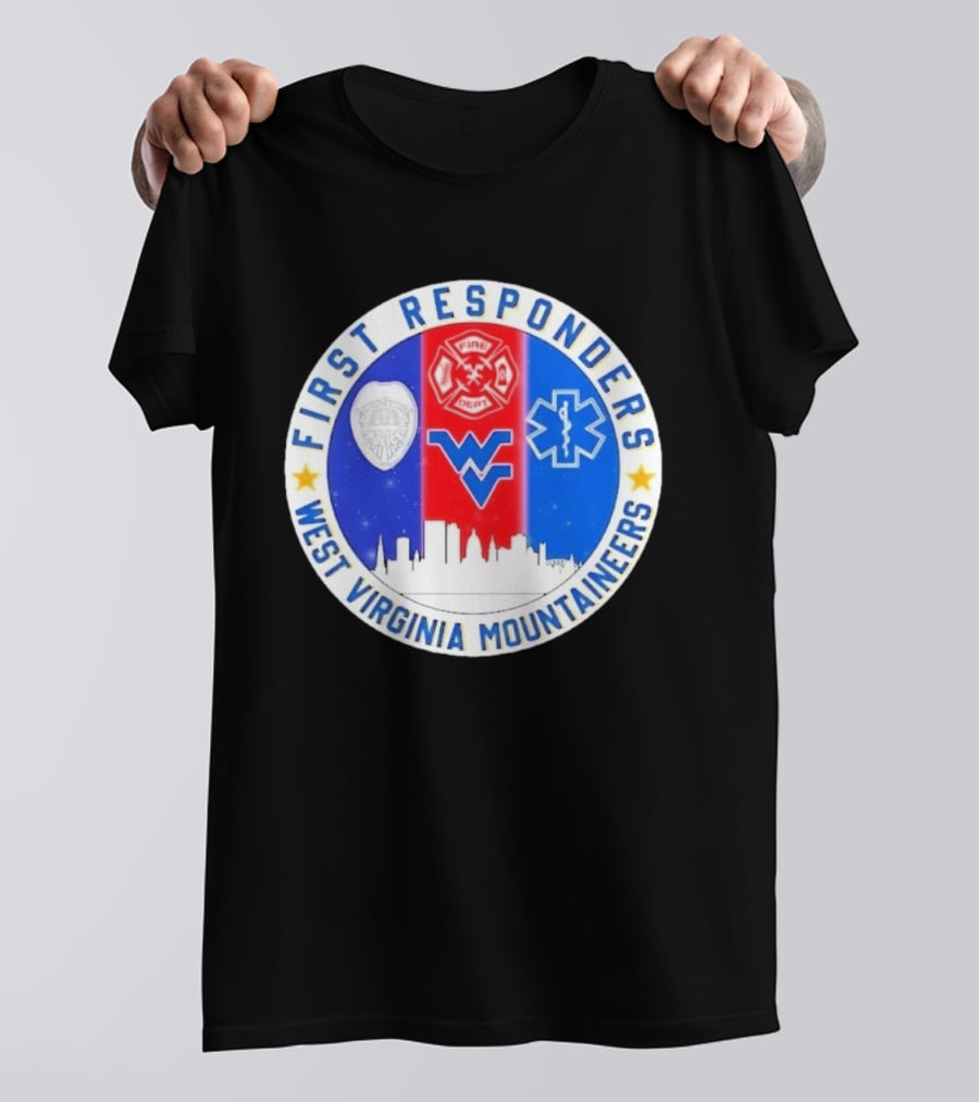 West Virginia Mountaineers First Responders Police Fire Department EMS Skyline T-Shirt