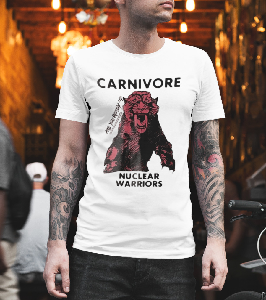 Carnivore Nuclear Warriors Snarling Sabertooth Tiger Pink Ink Sketch T-Shirt
