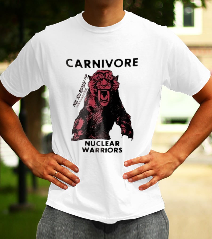 Carnivore Nuclear Warriors Snarling Sabertooth Tiger Pink Ink Sketch T-Shirt