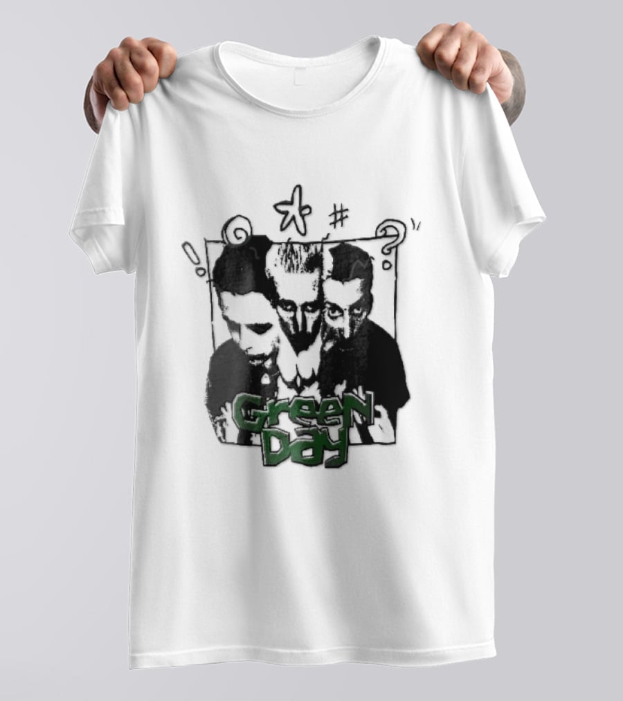 Green Day Billie Joe Armstrong Mike Dirnt Tre Trio High Contrast Doodles Stencil T-Shirt